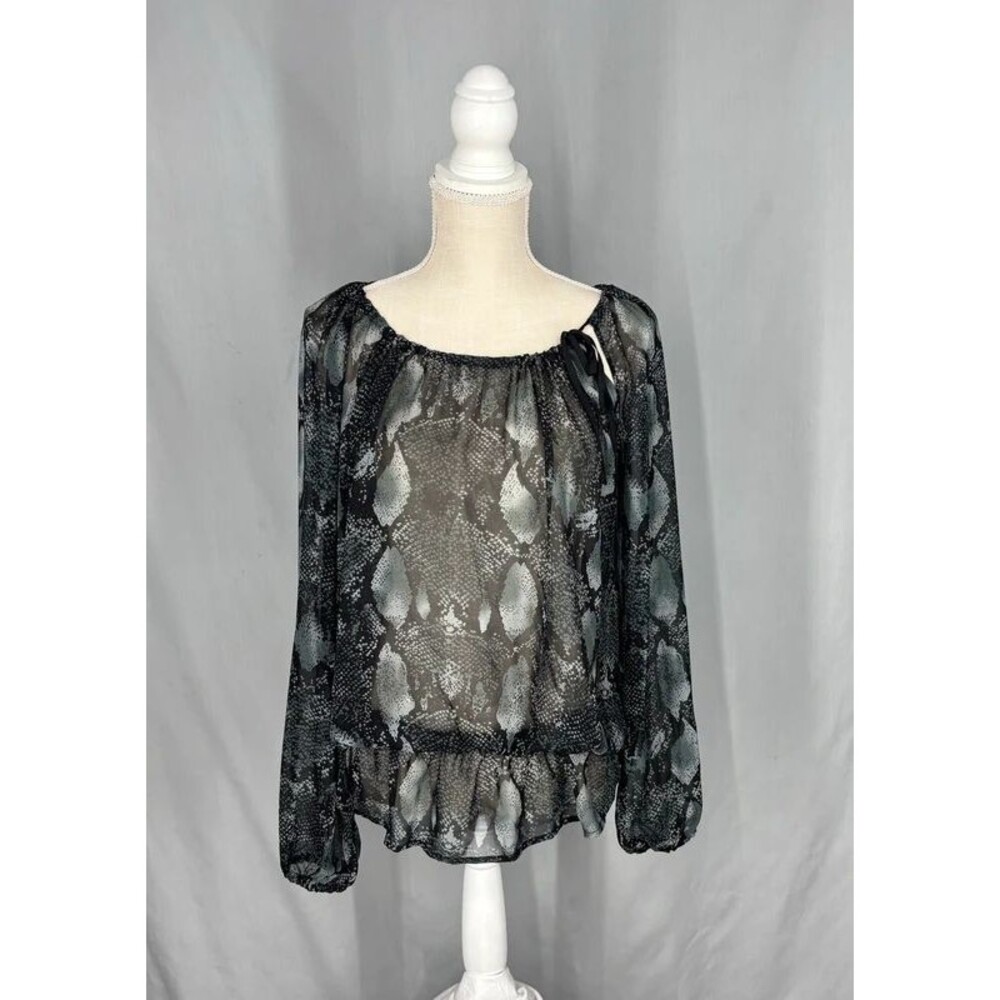 NEW Adrienne Vittadini Studio Snake Print Sheer Blouse  Size 8